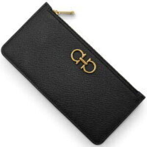Salvatore Ferragamo Fragment Case Card Wallet Double Black NERO